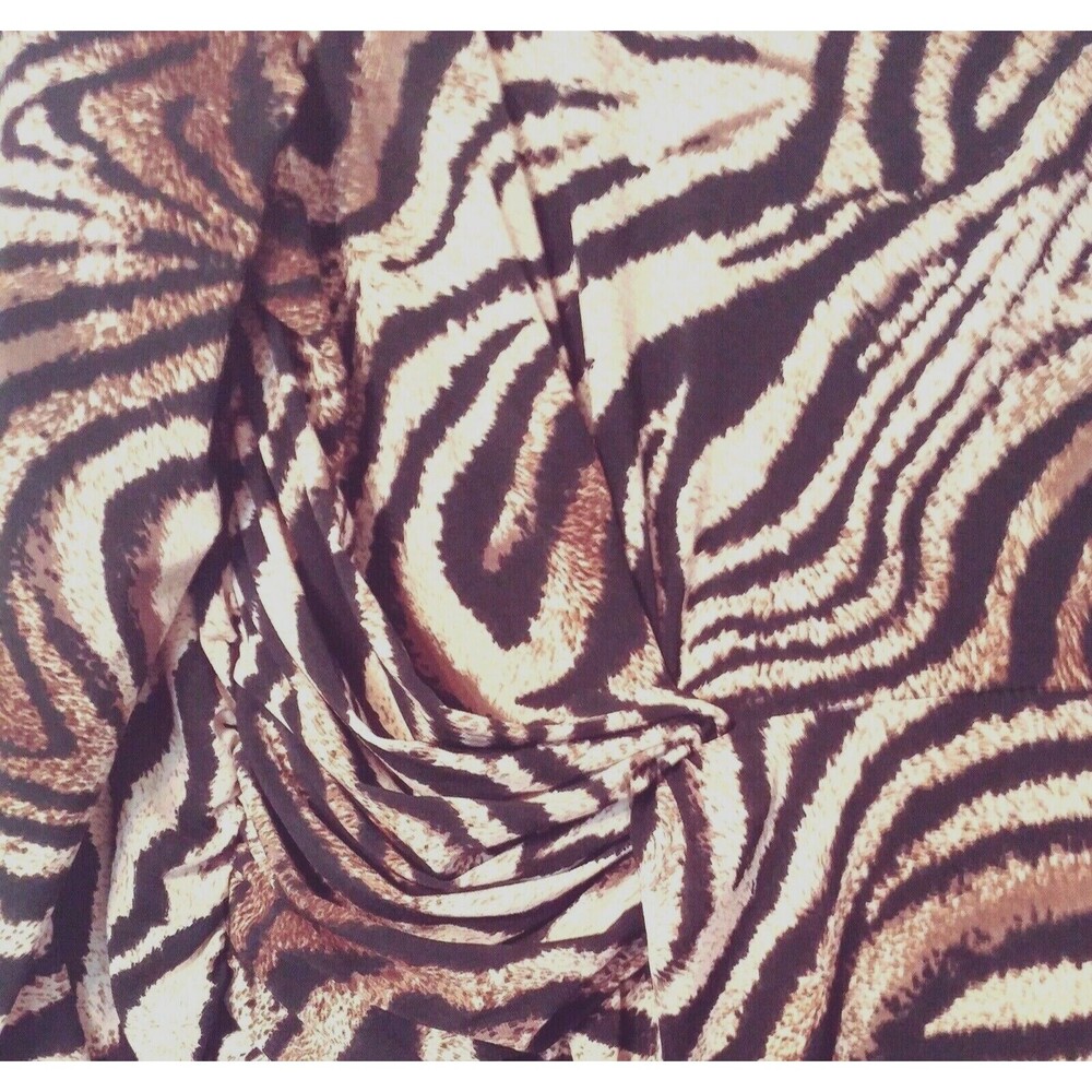 Marc Bouwer Dress L Animal Print Black Brown Bodycon Ruched Stretch Knit Chic - Picture 4 of 5